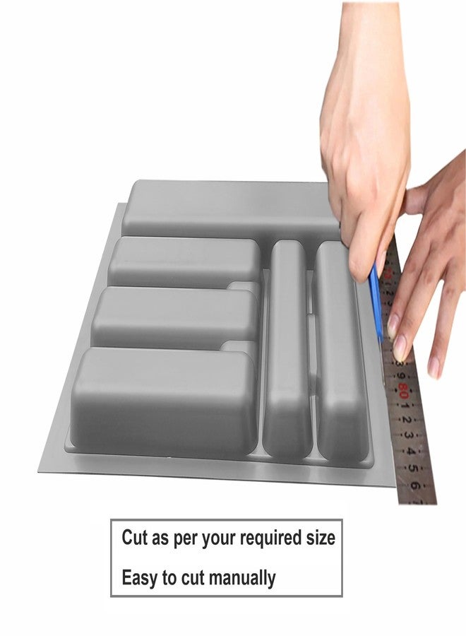 KEEPWELL Cutlery tray for kitchen drawer Cutlery storage organizer Cutlery organizer tray for tandem drawer (Grey, 38X47.5 CM) - Image 3